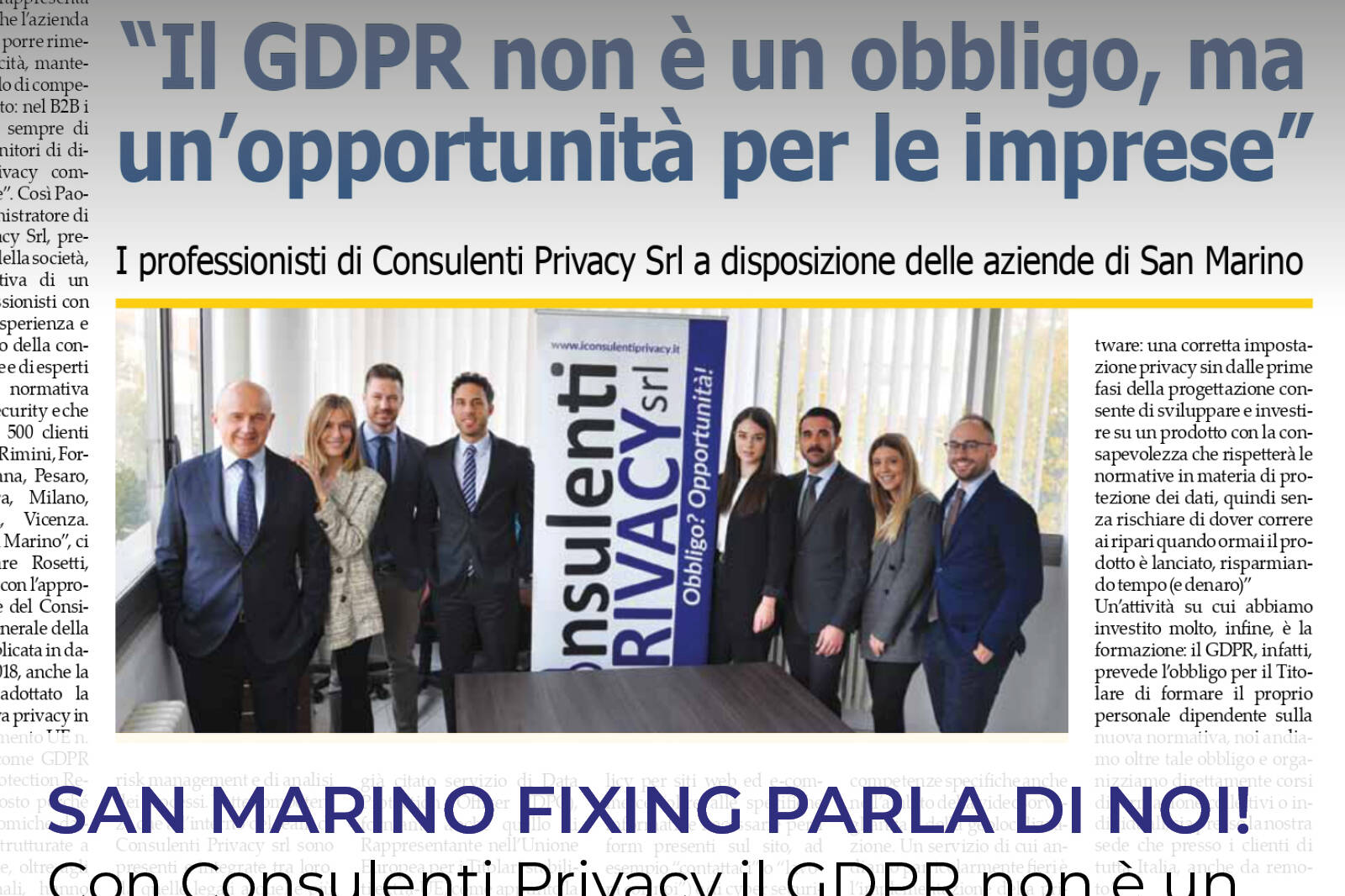 Consulenti Privacy il GDPR non è un obbligo, ma un’opportunità per le imprese